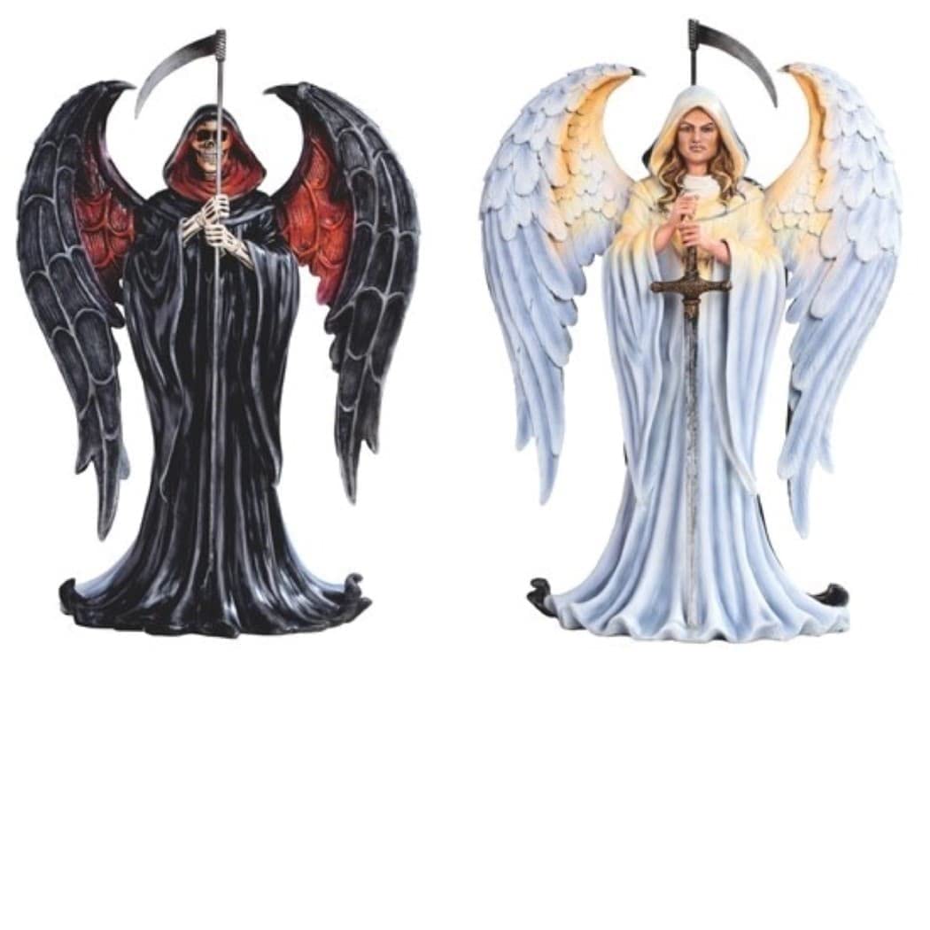 2-pc Set 12.5" h Wizard and Grim Reaper Statue Fantasy Decoration Figurine Multi