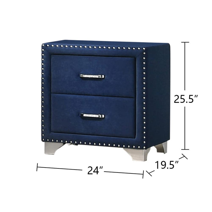 simple relax 2 Drawers Velvet Nightstand Pacific Blue Chrome - Diamond Home USA