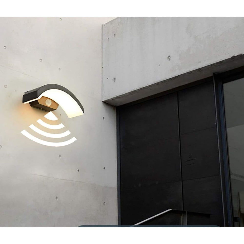 18w Black Curved Integrated Led Motion Sensor Wall Sconce Modern Industrial - Diamond Home USA