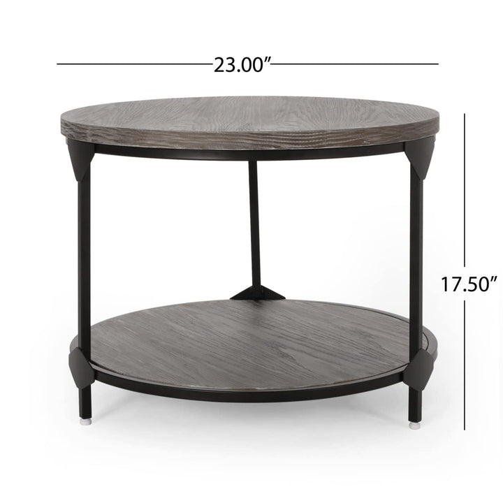 Christopher Knight Home Adeline Modern Industrial Round Coffee Table Gray Black - Diamond Home USA