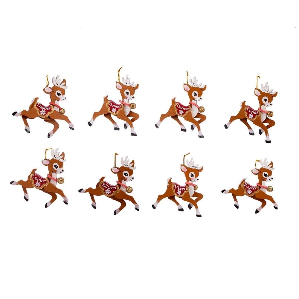 4-inch Wooden Reindeer 8-Piece Ornament Set Brown - Diamond Home USA