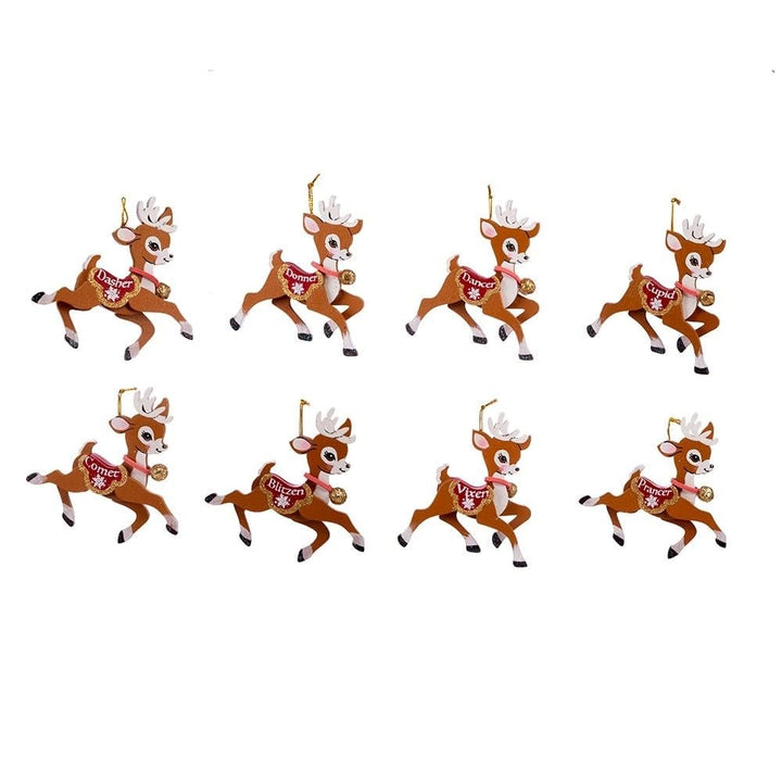 4-inch Wooden Reindeer 8-Piece Ornament Set Brown - Diamond Home USA