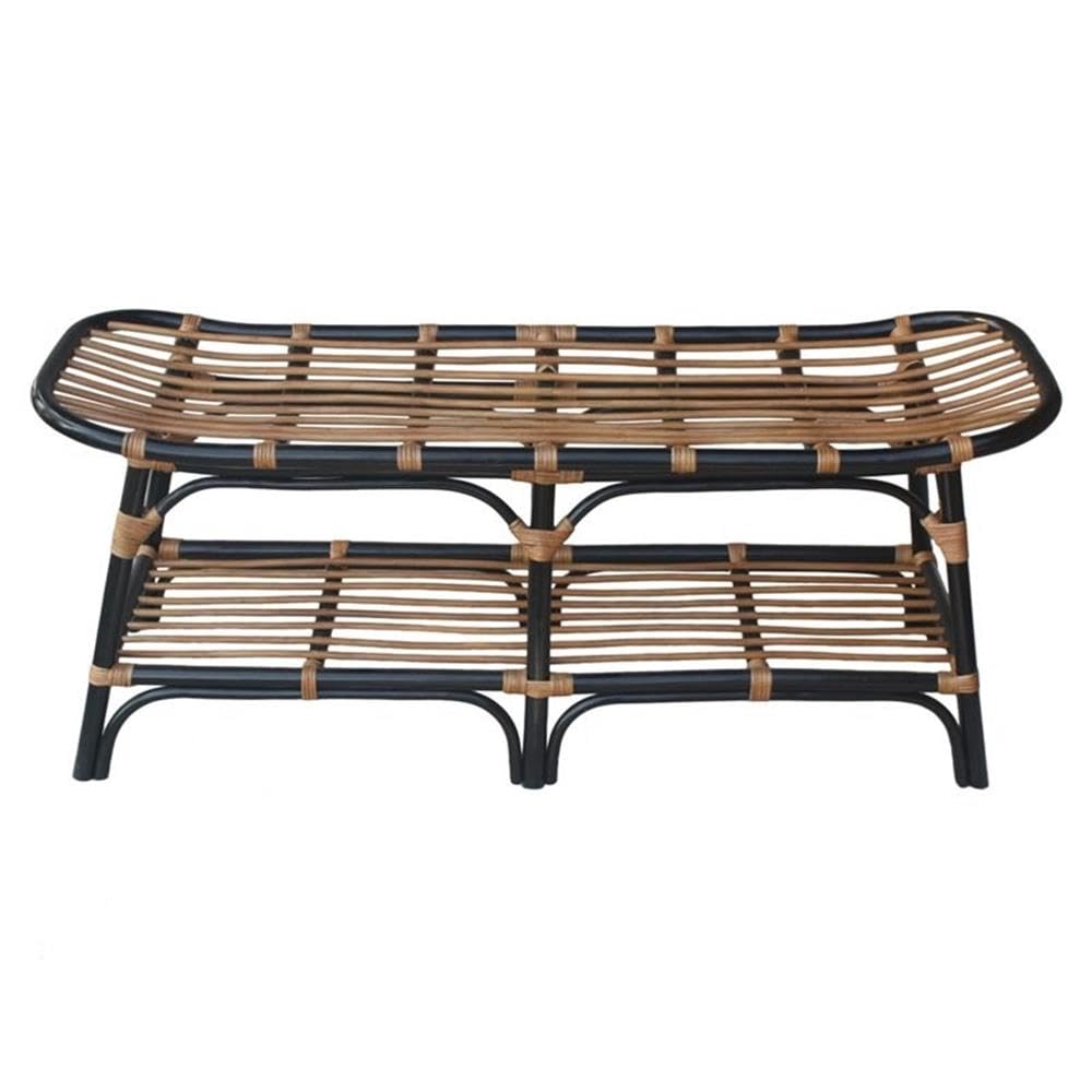 npd furniture and more Damara Rattan w/Shelf Bench Black - Diamond Home USA