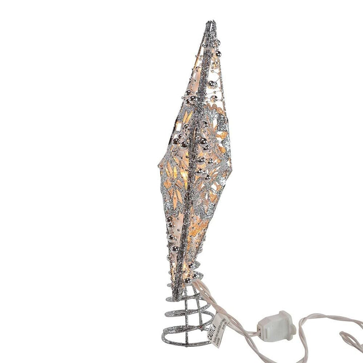 10-inch 20-Light Silver Star Tree Topper - Diamond Home USA