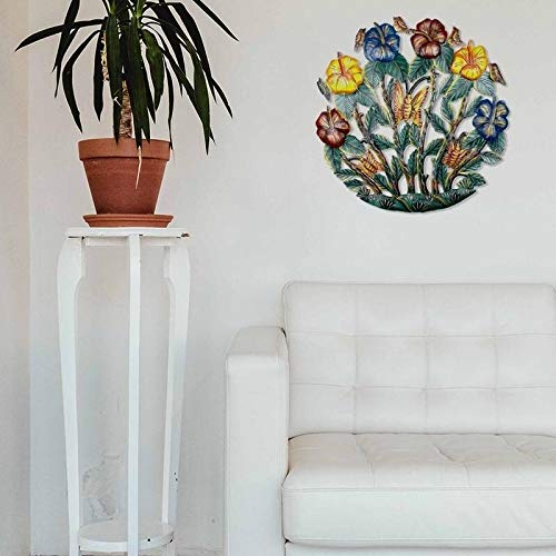 Handmade 24-inch Painted Colorful Flower Garden Metal Wall Art (Haiti) Green - Diamond Home USA