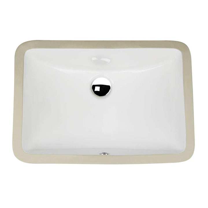 White Ceramic Undermount Vanity Sink Rectangle Glossy - Diamond Home USA