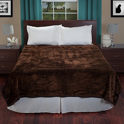 Windsor Home Contemporary Solid Soft Heavy Thick Plush Mink Blanket - 8 pounds Brown - Diamond Home USA