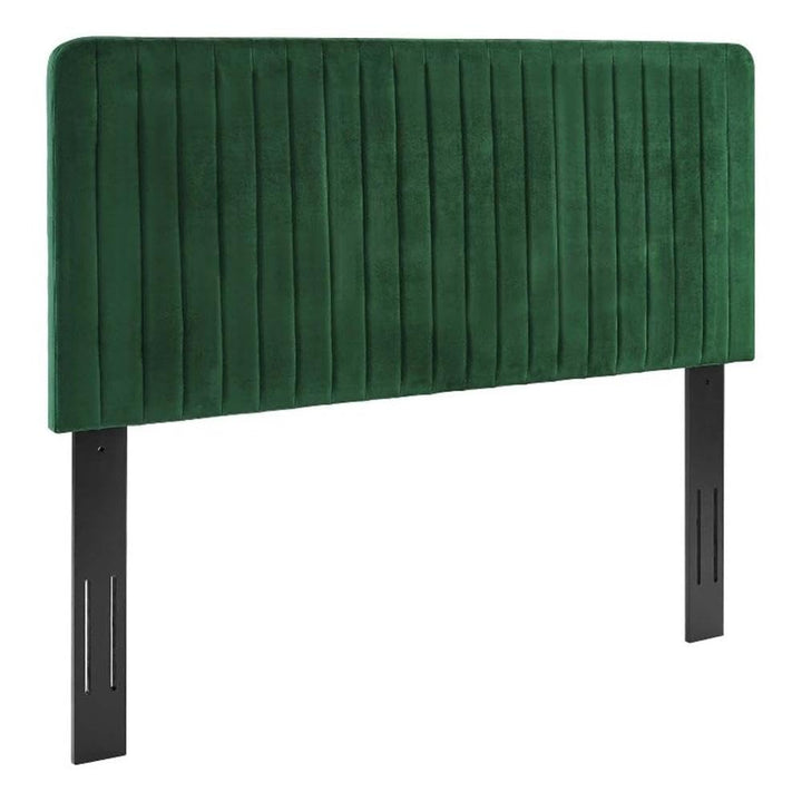 Modway Milenna Channel Tufted Performance Velvet Full/Queen Headboard in Emerald Emerald - Queen