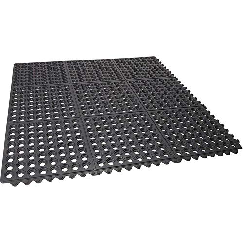 Interlocking Commercial Anti Fatigue Rubber Floor Mat 4 Pack 36 in. X Black - Diamond Home USA