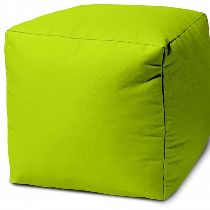 17" Cool Lemongrass Green Solid Color Indoor Outdoor Pouf Cover Modern - Diamond Home USA