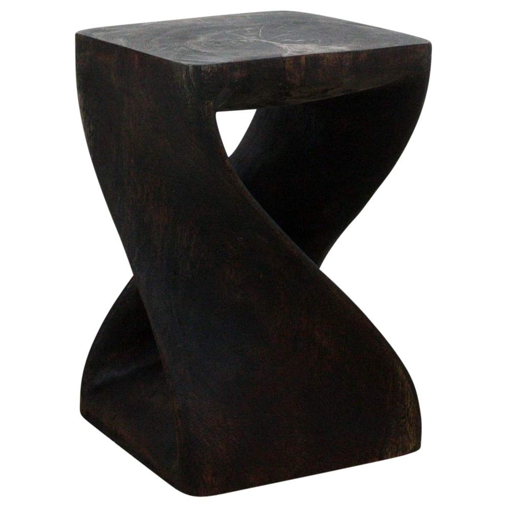Handmade Original Wood Twist Stool - 12 X 18 Black Brown Novelty Transitional - Diamond Home USA