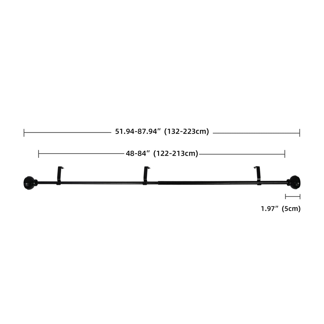 Adjustable Single Curtain Rod 48" To 84"-black Black Metal Powder Coated Length - Diamond Home USA