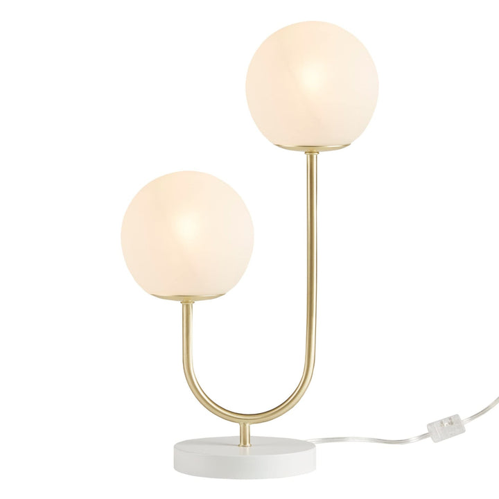 Design Metal 2-Light Globe Table Lamp Gold White Modern Contemporary - Diamond Home USA