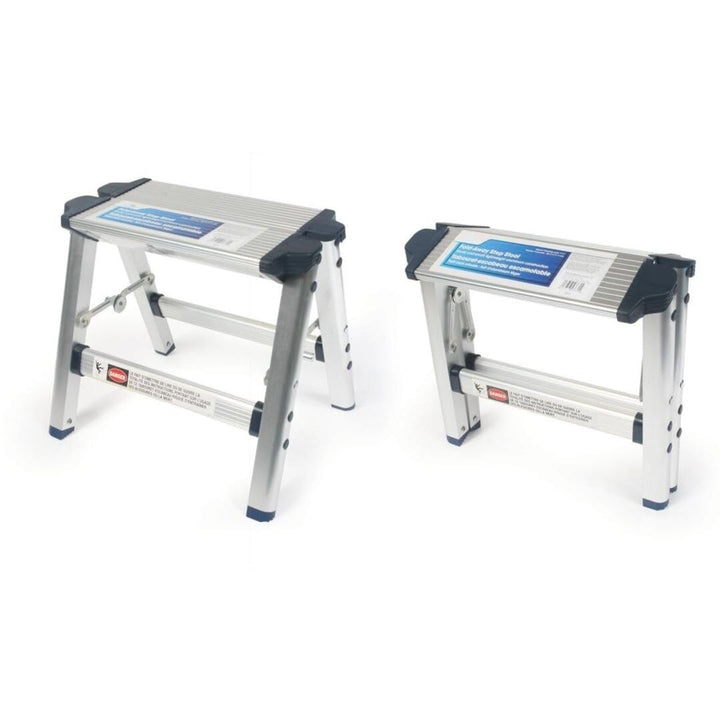 Single Step Stool Folding with Plastic Feet Silver - Diamond Home USA