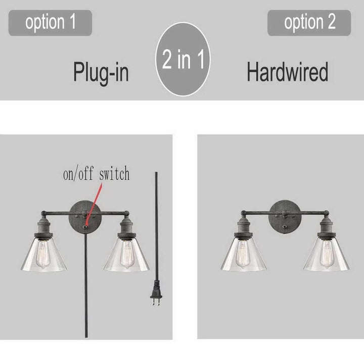 Antique Wall Sconce 2-light Glass Bathroom Vanity Light Grey Metallic Silver - Diamond Home USA