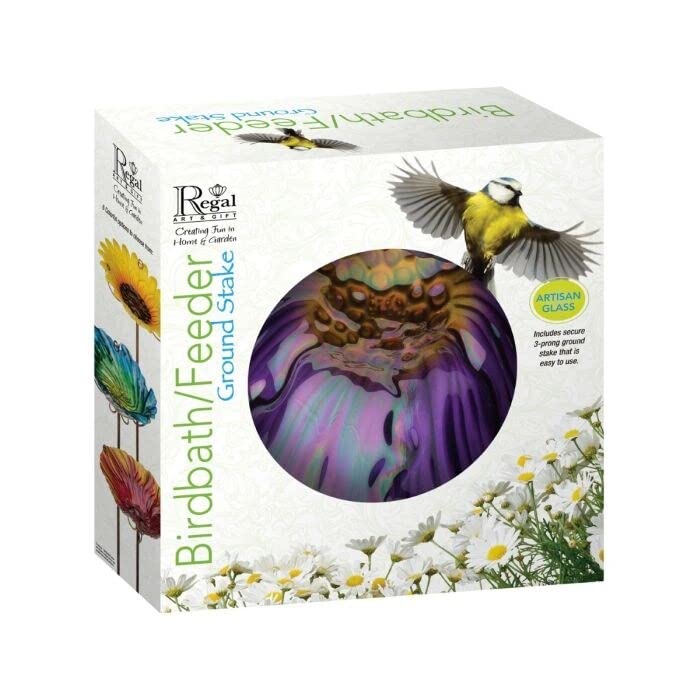 Birdbath/Feeder Stake Purple Art Glass - Diamond Home USA