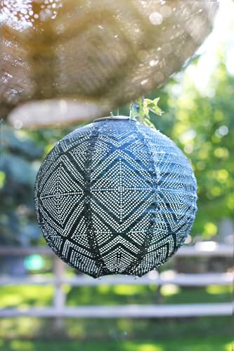 Allsop 31407 Soji Stella Boho Handmade LED Outdoor Solar Lantern 12X12 Ink - Diamond Home USA