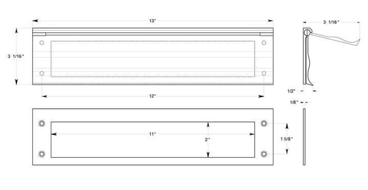 Deltana MS0030U19 HD 3-1/16-Inch x 13-Inch Solid Brass Mail Slot - Diamond Home USA