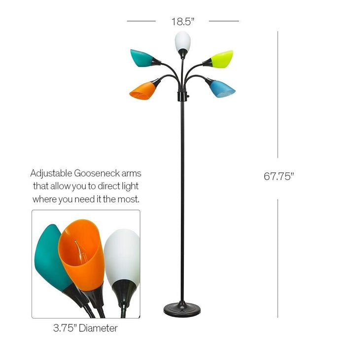 Black Gooseneck Floor Lamp 67" Tree Reading Light Arch Shaped Standing Lamp - Diamond Home USA