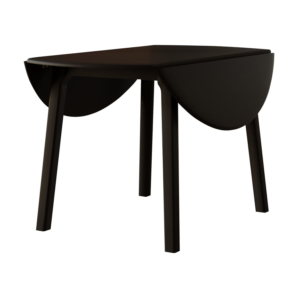 Transitional Drop-Leaf Dining Table Black Farmhouse Round Wood Finish - Diamond Home USA
