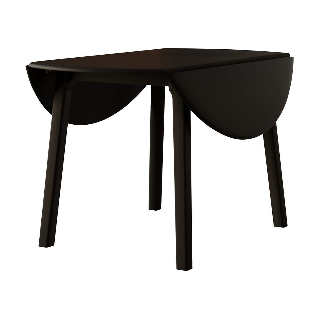 Transitional Drop-Leaf Dining Table Black Farmhouse Round Wood Finish - Diamond Home USA