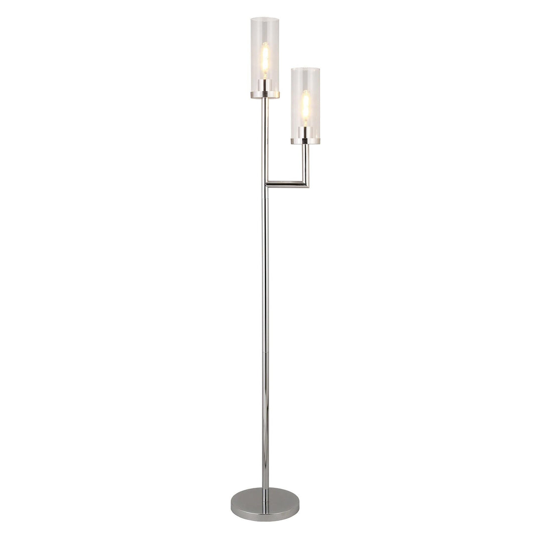 69" Nickel Two Light Floor Lamp with Clear Transparent Glass Drum Shade 11 - Diamond Home USA