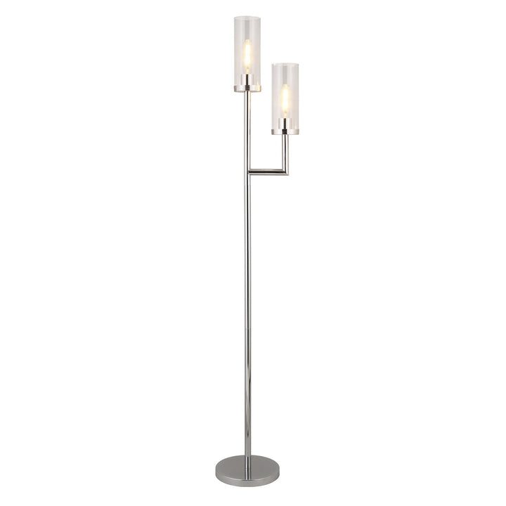 69" Nickel Two Light Floor Lamp with Clear Transparent Glass Drum Shade 11 - Diamond Home USA