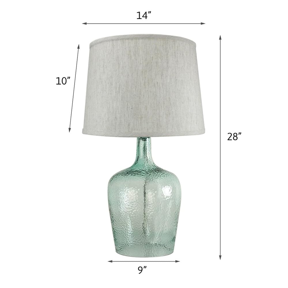 19" h Artisanal Hand-Blown Aqua Green Sea Glass Coastal Style Table Lamp with - Diamond Home USA