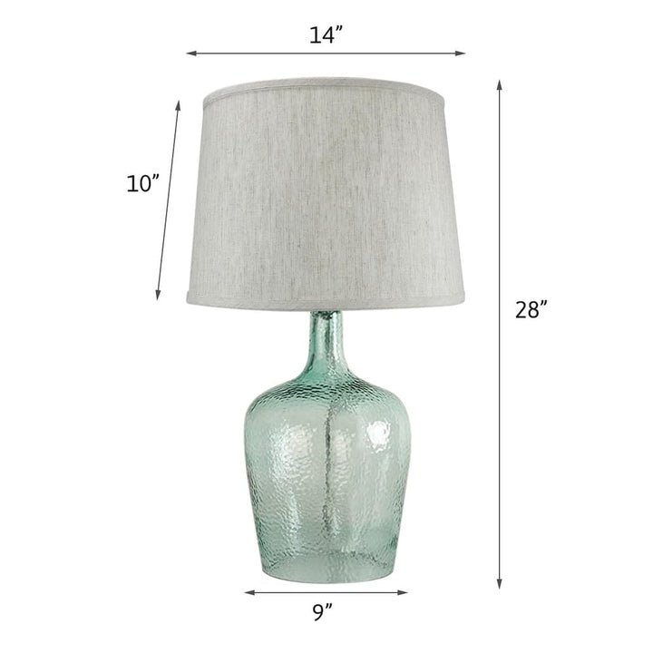 19" h Artisanal Hand-Blown Aqua Green Sea Glass Coastal Style Table Lamp with - Diamond Home USA