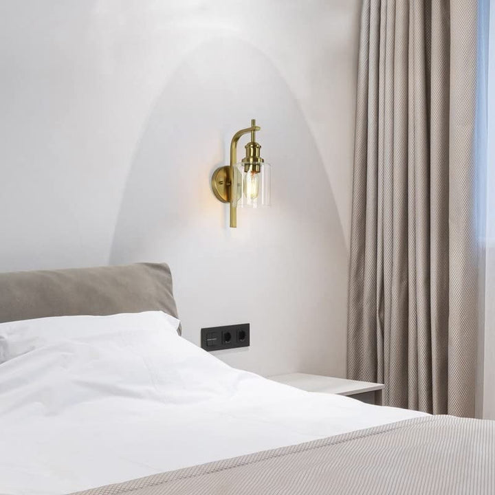 Modern Gold 1-Light Dimmable Wall Sconce with Glass Shade 4.5" L X 7.5" W - Diamond Home USA