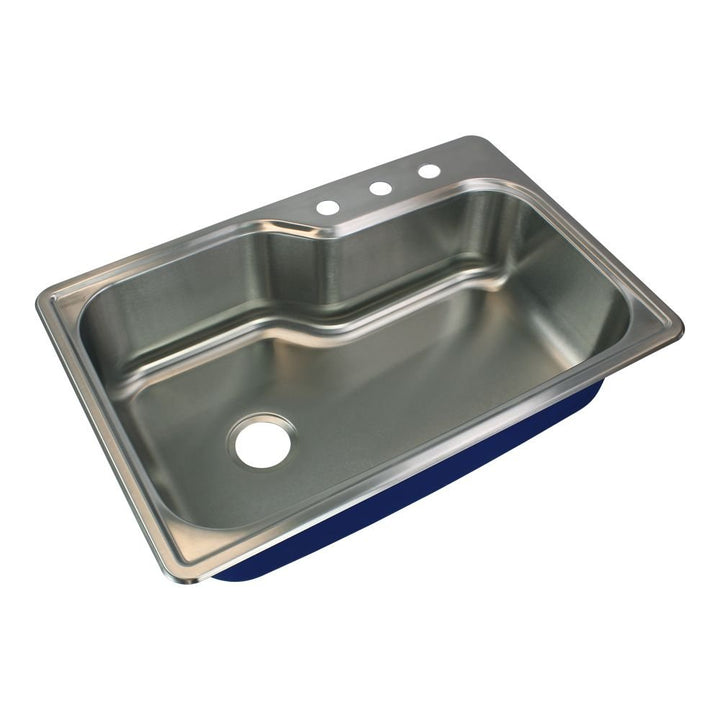 Transolid MTSO33229-3 Meridian 3-Hole Drop-in Single Bowl 16-Gauge Stainless