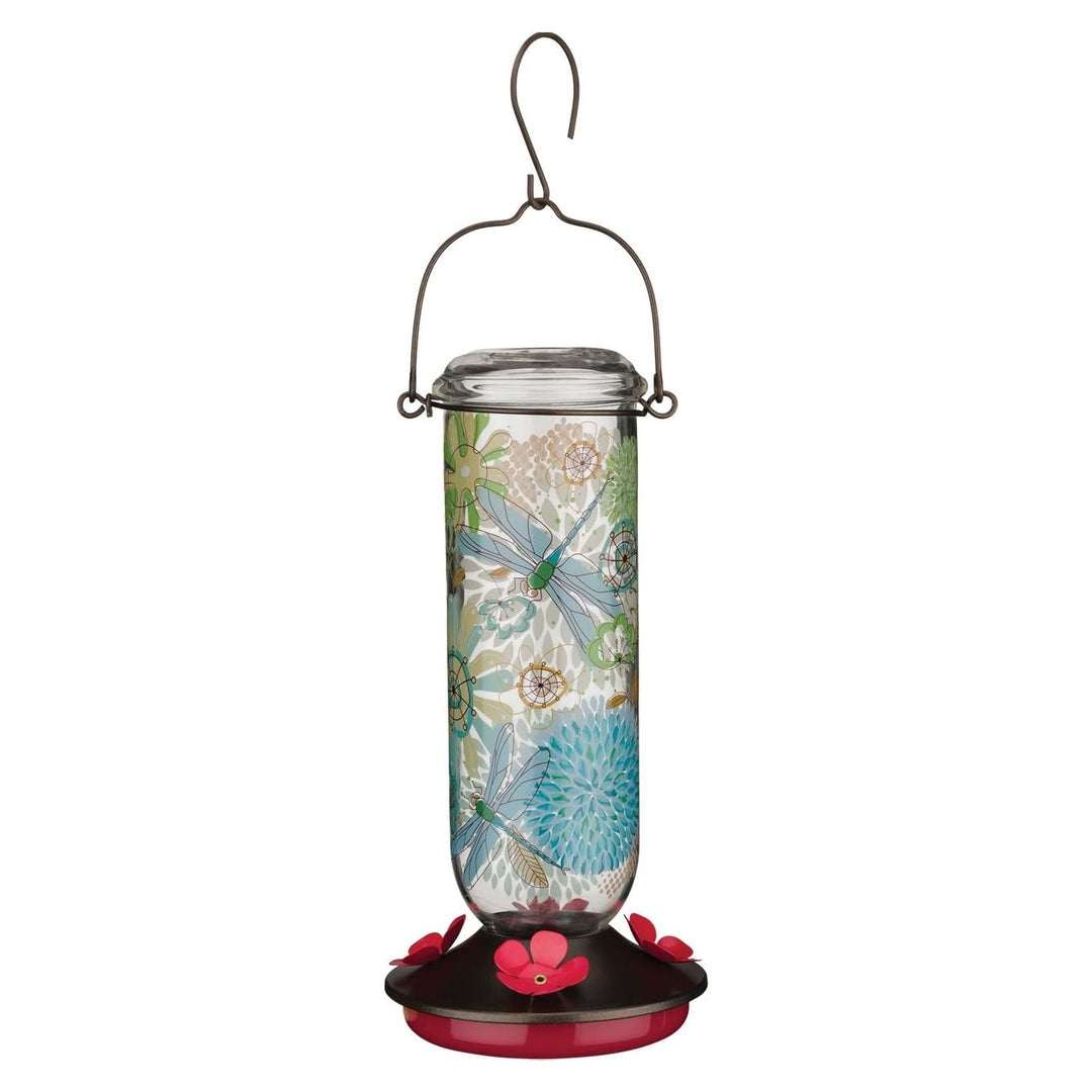 Hummingbird Feeder Dragonfly Multi Color Glass