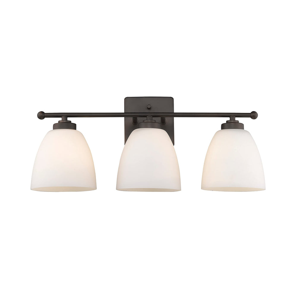3 Light Over-mirror Vanity Lighting in Oiled Bronze Brown Rustic Metal Dimmable - Diamond Home USA