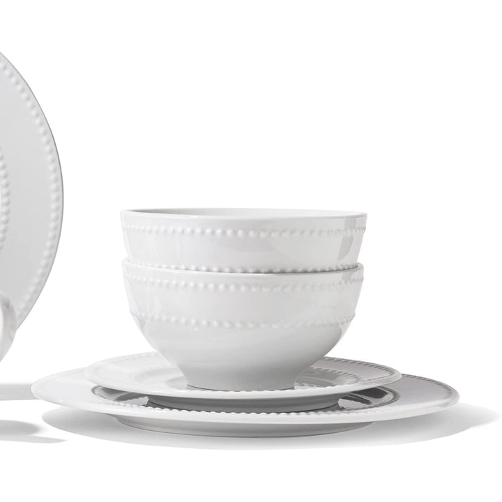 Porcelain 16 Pc Dinner Set White olid Casual Round toneware Piece Dishwasher - Diamond Home USA