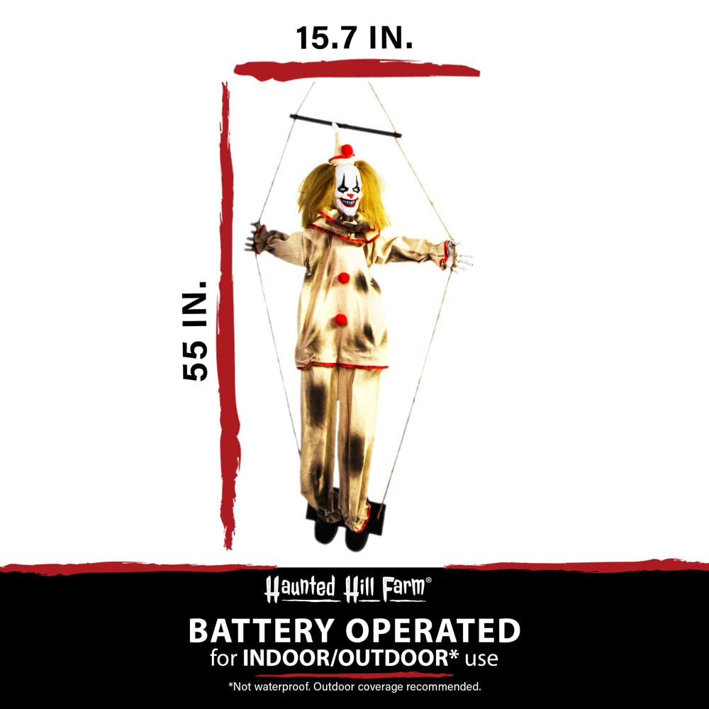 Haunted Hill Farm Scary Swinging Talking Clown Halloween Animatronic with - Diamond Home USA