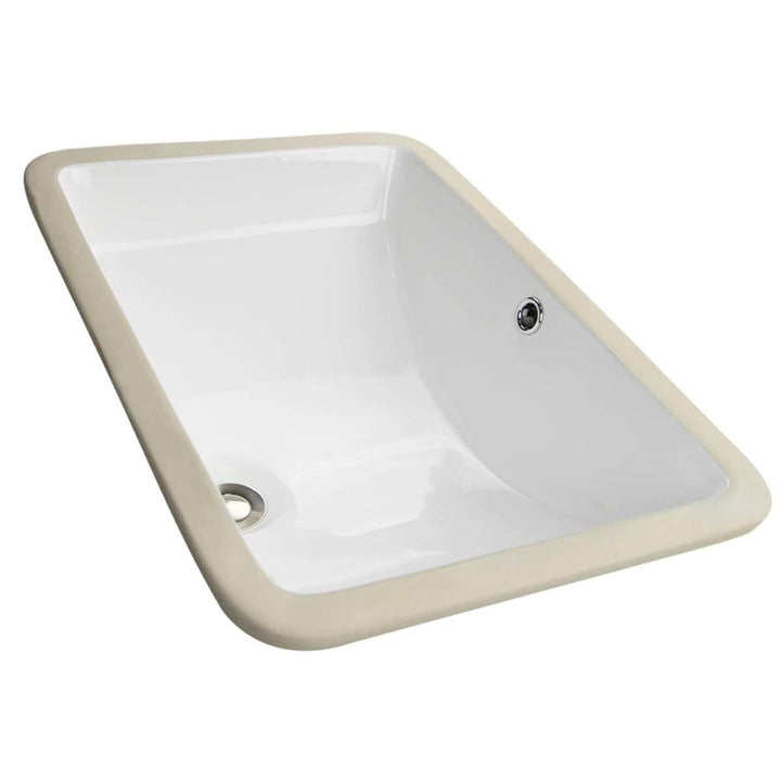 White Ceramic Undermount Vanity Sink Rectangle Glossy - Diamond Home USA