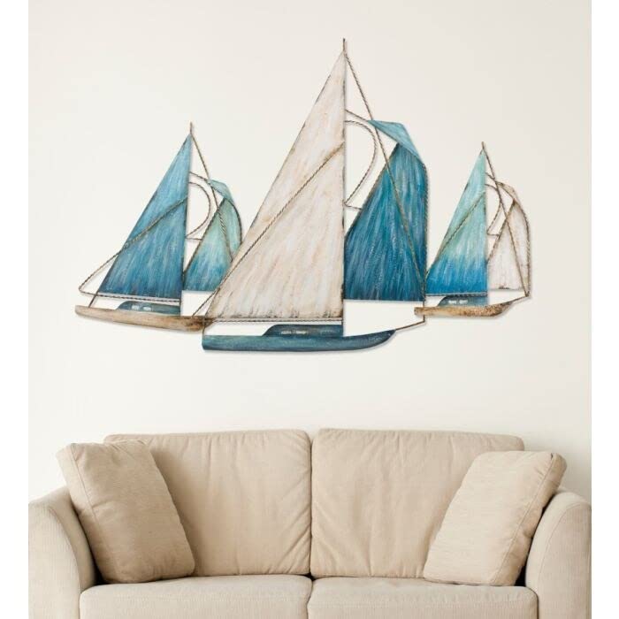 Sailboat Wall 41" Multi Color Metal - Diamond Home USA