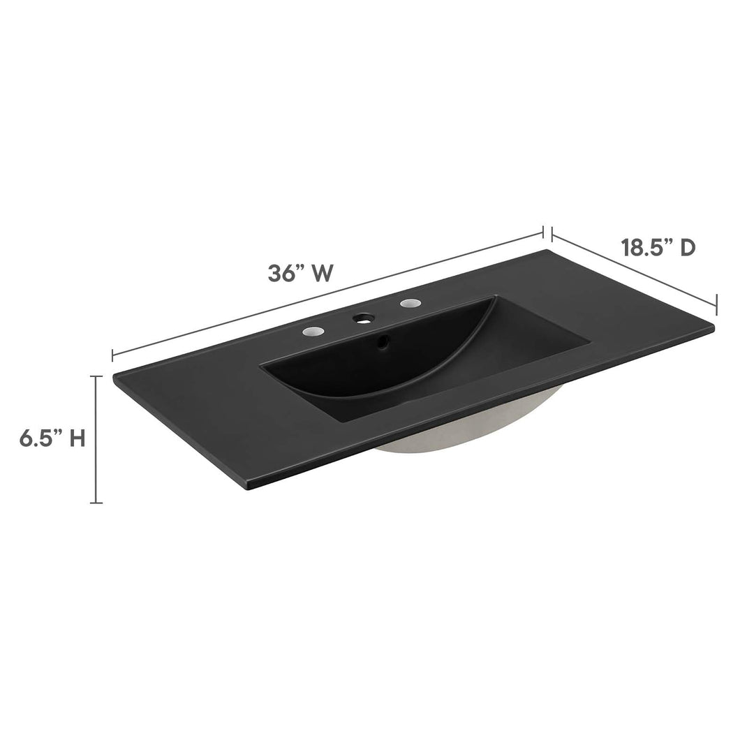 Modway Cayman 36" Bathroom Sink in Black - Diamond Home USA