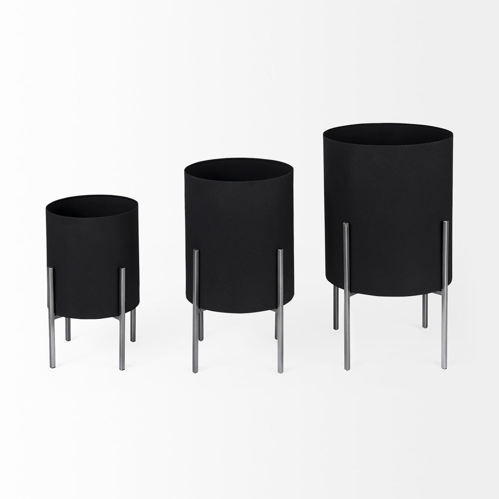 Black Metal W/Silver Legs Plant Stands (Set of 3) Silver Modern Contemporary - Diamond Home USA