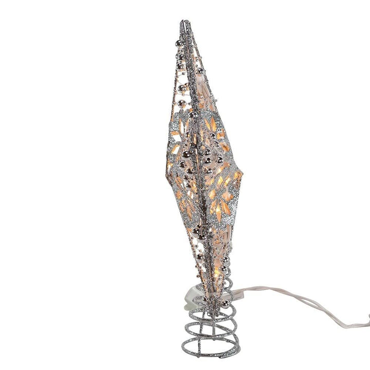 10-inch 20-Light Silver Star Tree Topper - Diamond Home USA