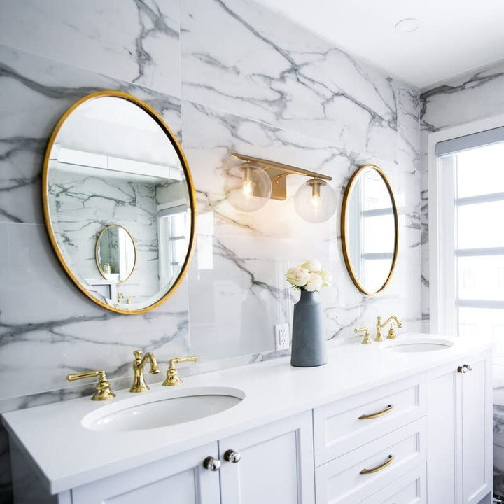 Modern Gold 2-light Bathroom Vanity Light with Glass Globe L 16.5" x W 6.5" x - Diamond Home USA