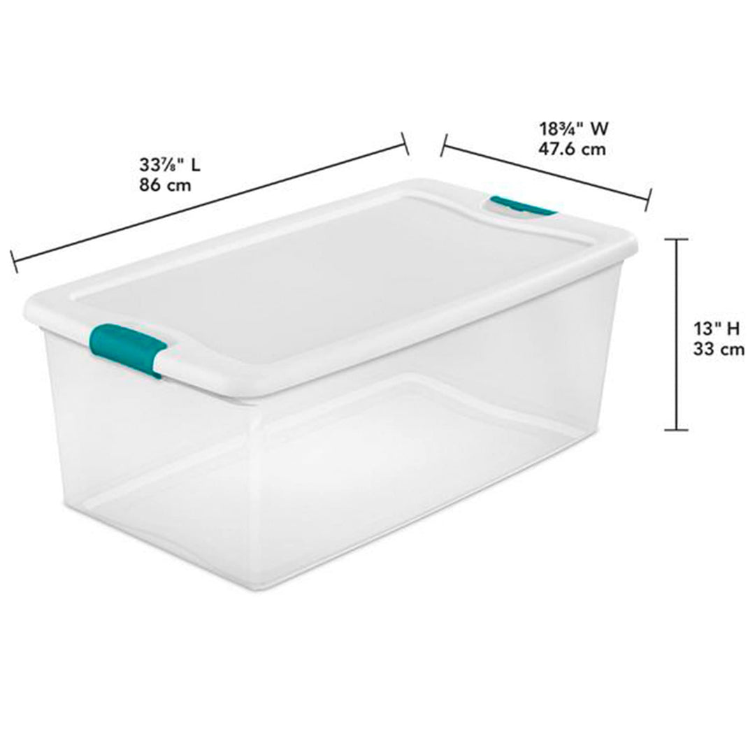 Sterilite 14998004 Plastic Liter Latch Box Clear 106 Quarts - Diamond Home USA
