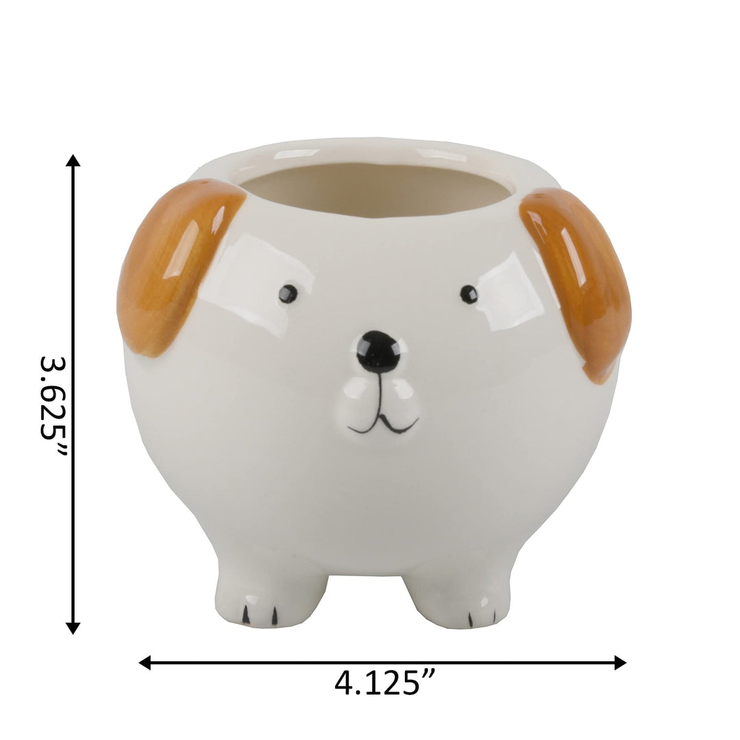 Flora Bunda Cute Animal Novelty Succulent er 4 Inch Brown Dog Ceramic - Diamond Home USA