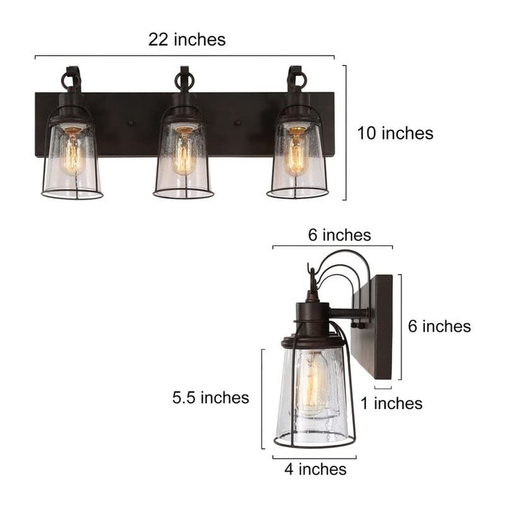 3-light Dimmable Bathroom Vanity Lights L22 X W6 H 10" Black Mission raftsman - Diamond Home USA