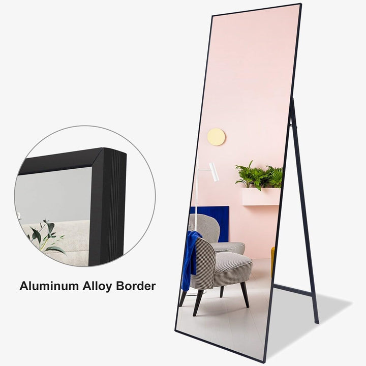 Full Length Mirror Standing Black 65''x22' Silver - Diamond Home USA