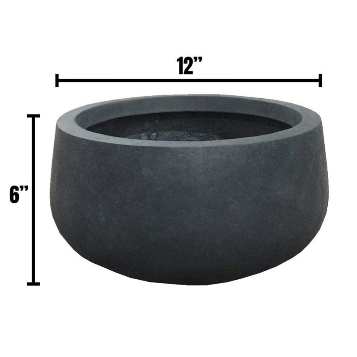 Lightweight Concrete Modern Low Bowl Cement Planter-Small 11.8'x11.8'x5.9' - Diamond Home USA