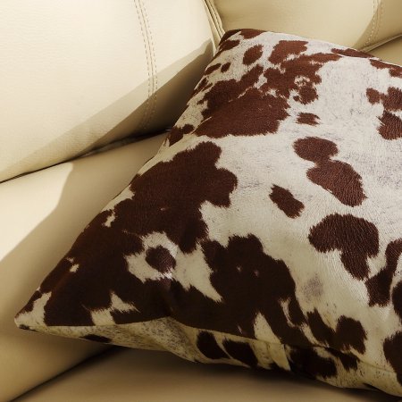 Maxfield 18" Square Brown Cowhide Print Throw Pillow Set of 2 Brown Cowhide - Diamond Home USA