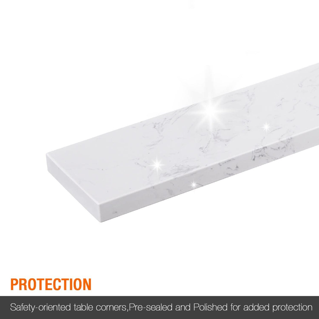 48 in. Engineered Marble Backsplash for Cabinet Vanity White armhouse Natural - Diamond Home USA
