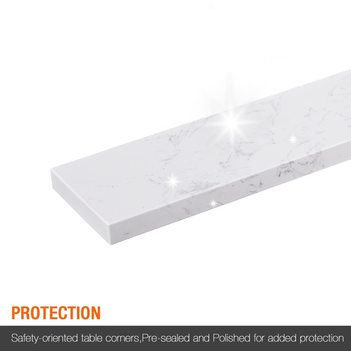 48 in. Engineered Marble Backsplash for Cabinet Vanity White armhouse Natural - Diamond Home USA