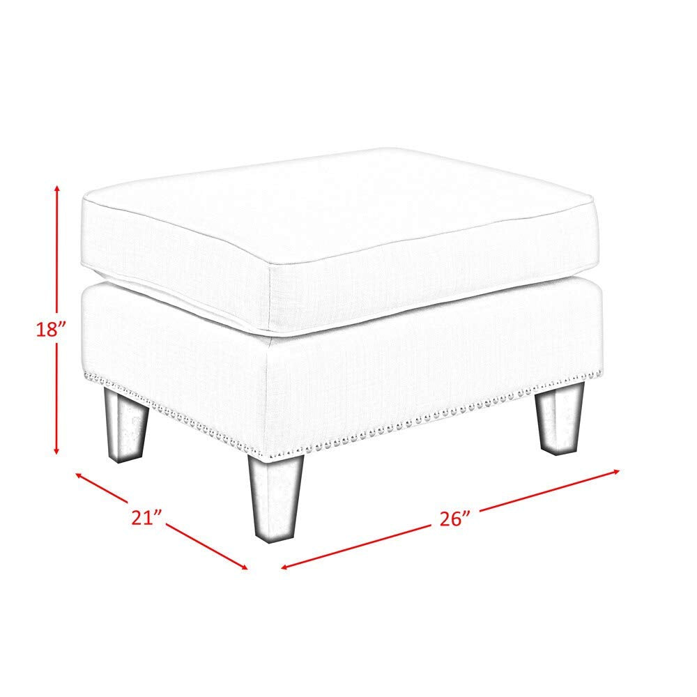 French Script Ottoman Cream Country Modern Contemporary Shabby Chic Transitional - Diamond Home USA